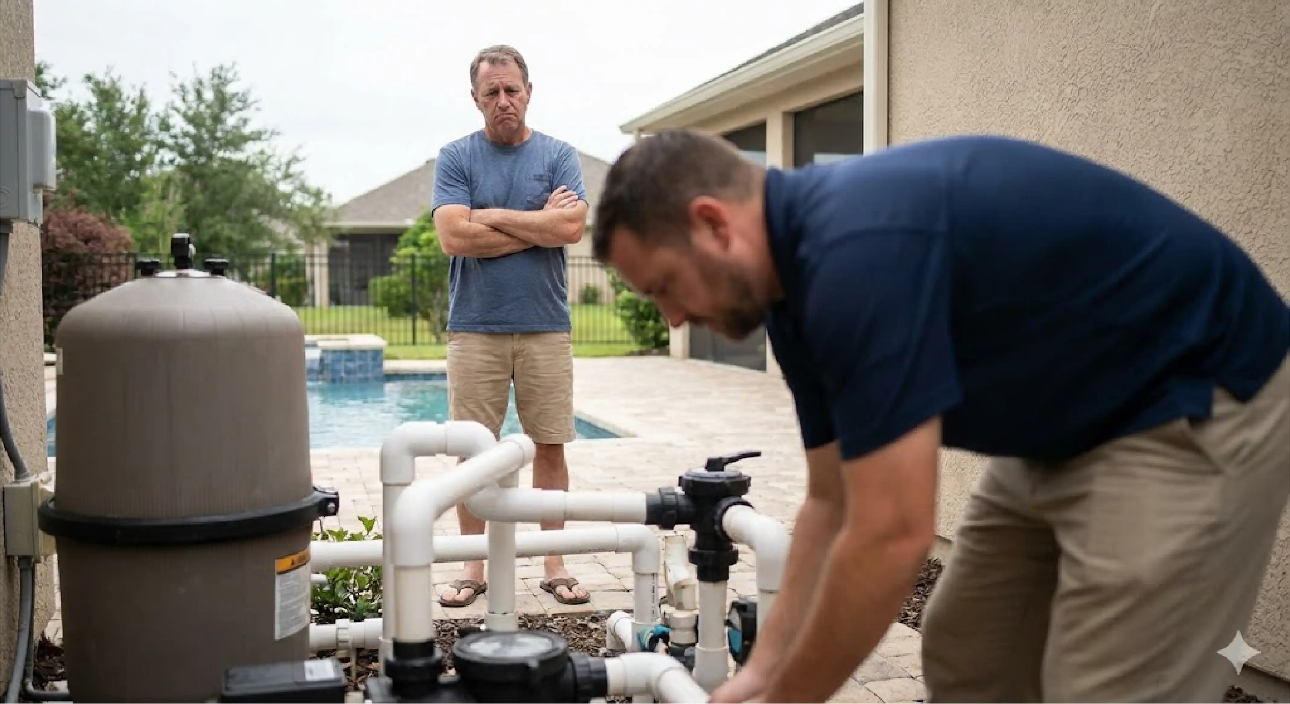 Chủ nhà phụ thuộc kỹ thuật khi vận hành bể bơi