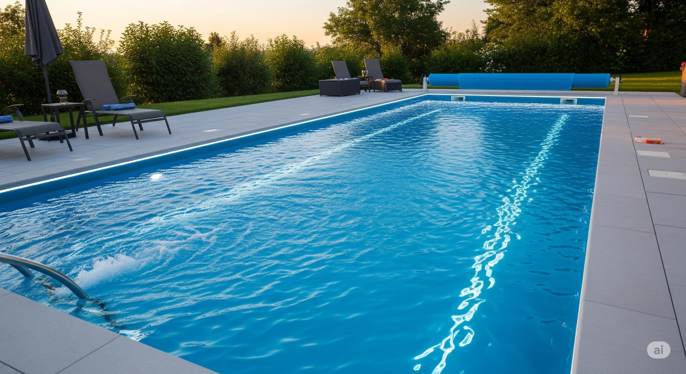 Hồ bơi chữ nhật dài 12m – tích hợp đèn & bơi ngược dòng