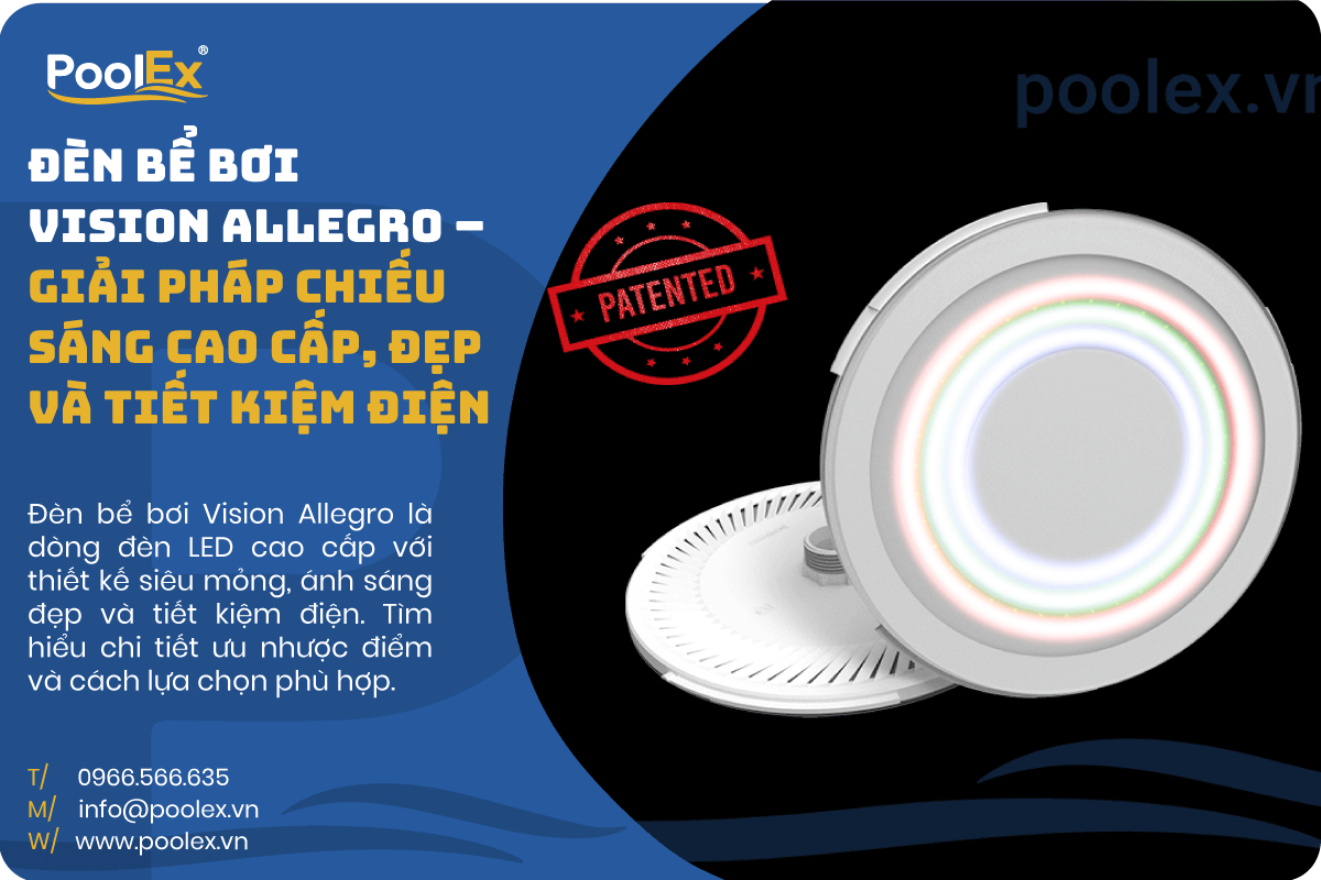 Hình ảnh đèn bể bơi Vision Allegro với thiết kế siêu mỏng và ánh sáng hiện đại, sang trọng.