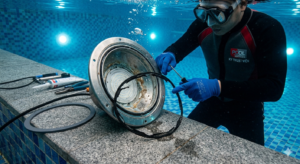 Gioăng đèn bể bơi bị hỏng gây nước xâm nhập vào bên trong