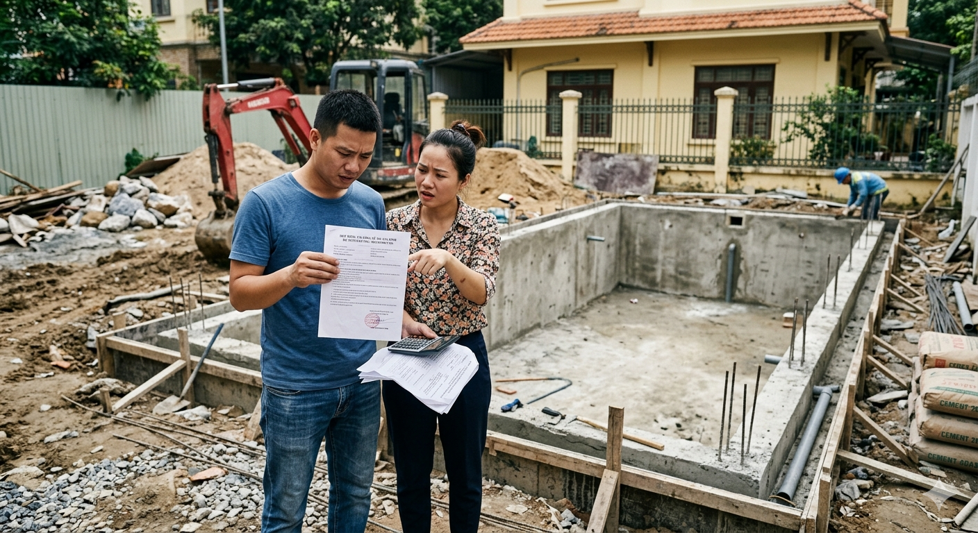 chi phí thi công bể bơi gia đình thực tế cao hơn dự toán ban đầu