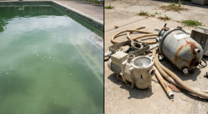 nước bể bơi bị đục do hệ lọc kém, thiết bị hồ bơi hỏng sau thời gian ngắn