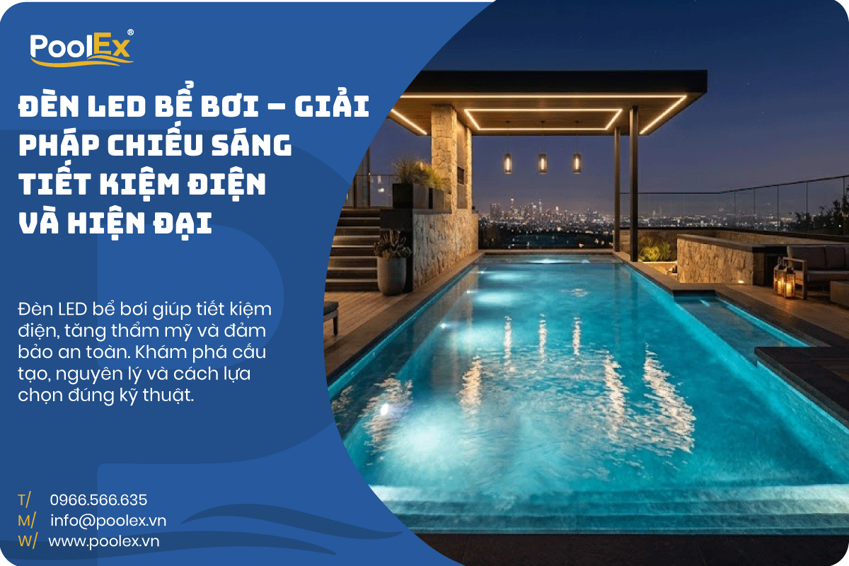 Đèn LED bể bơi âm nước với ánh sáng xanh hiện đại, chống nước IP68