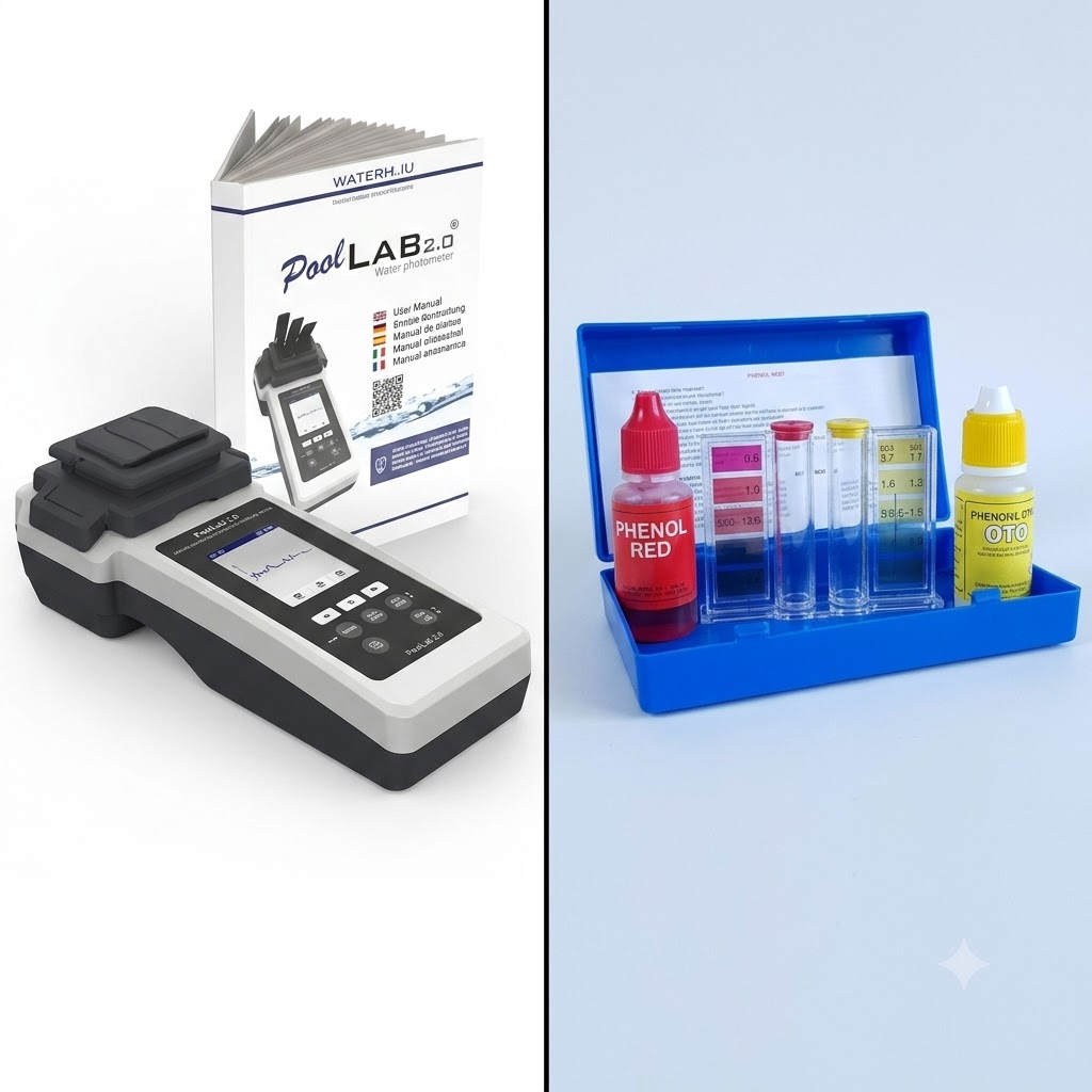 poolab 2.0 và bộ test nước truyền thống