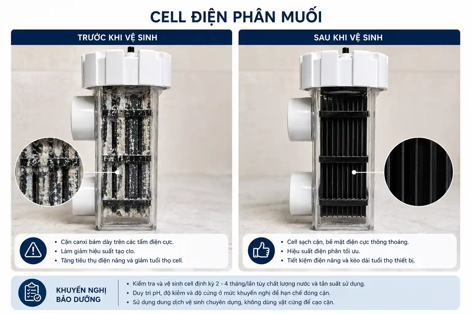 Ảnh so sánh cell trước và sau khi vệ sinh
