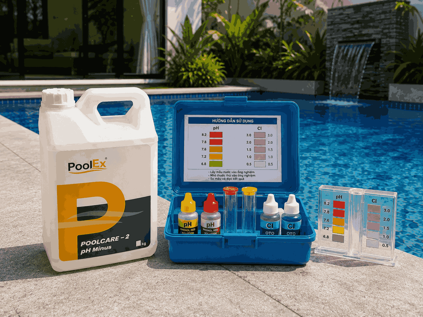 pH Minus bể bơi và thiết bị đo nước