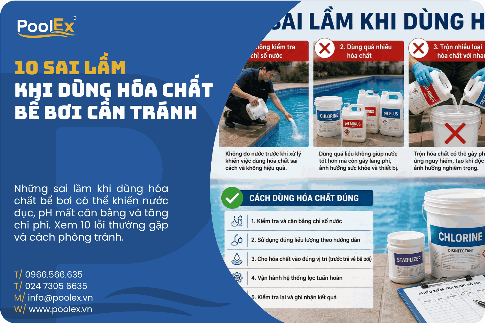 Thumbnail Sai lầm khi dùng hóa chất bể bơi