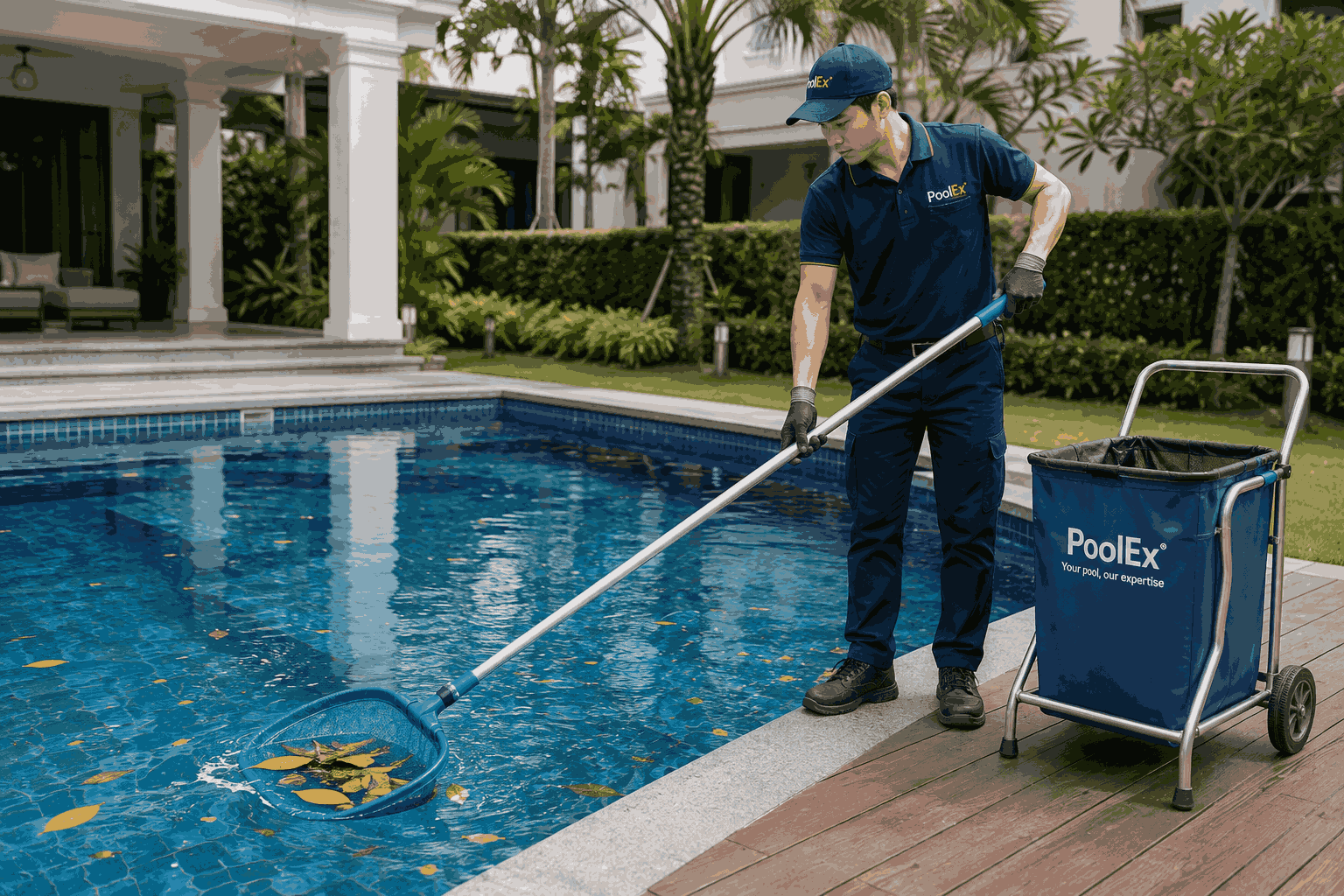 cách vệ sinh bể bơi villa
