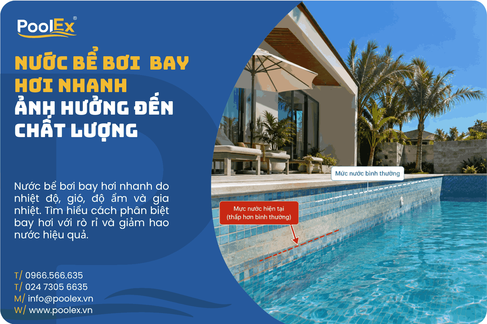 Thumbnail nước bể bơi bay hơi nhanh