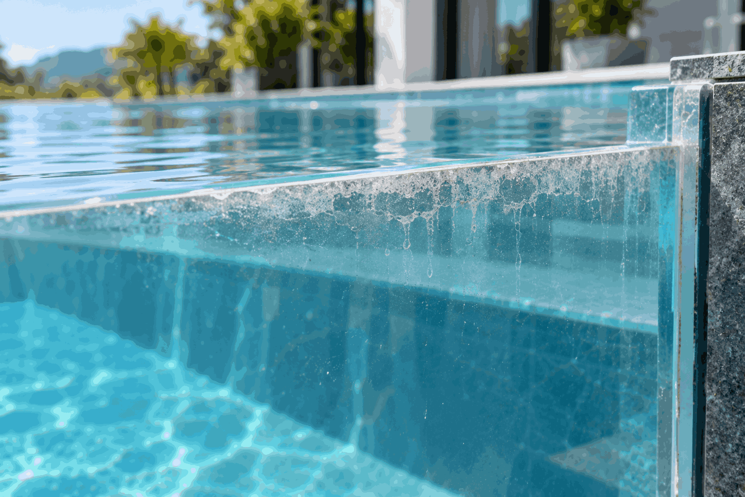Cận cảnh đường nước trên tấm acrylic xuất hiện