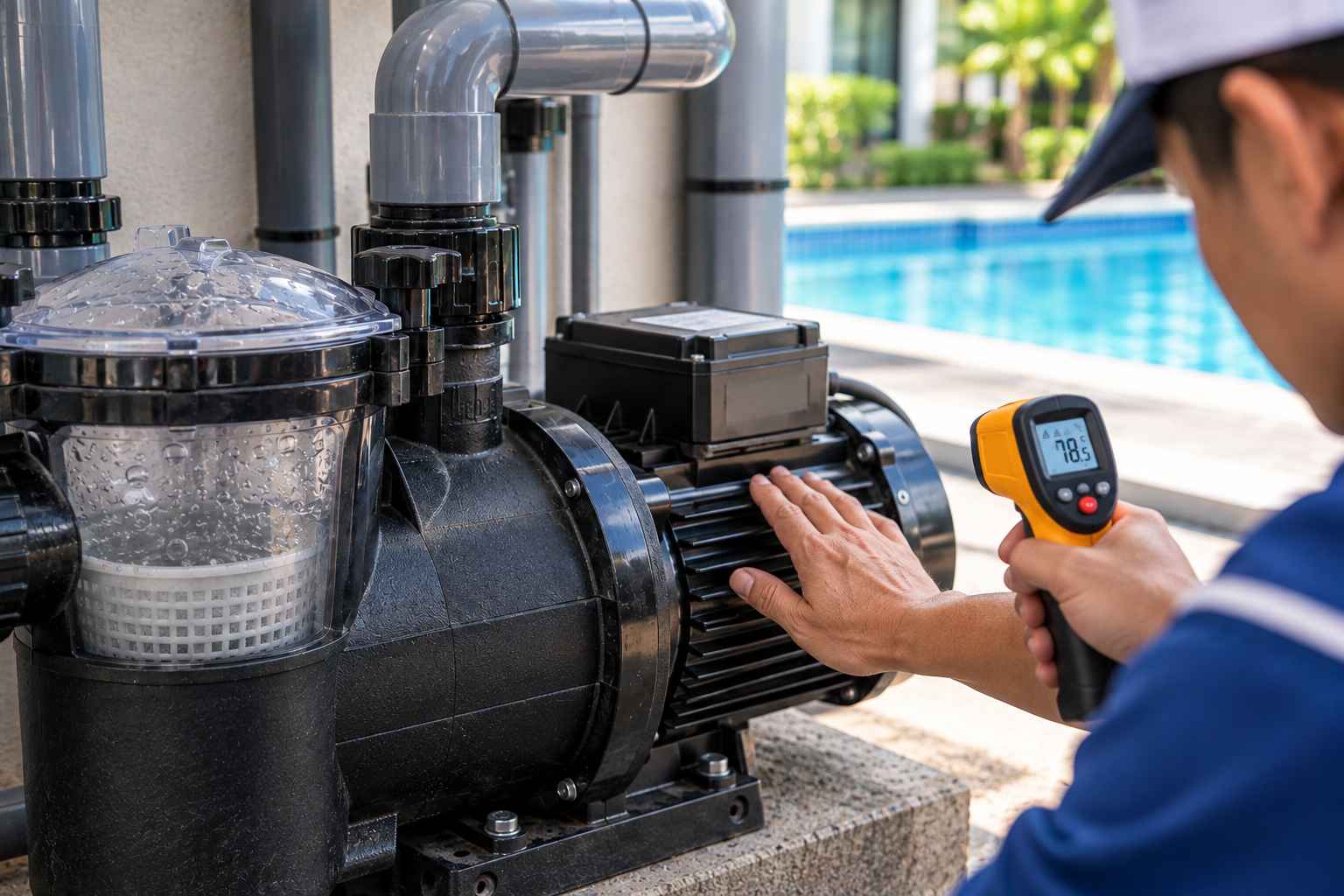 máy bơm bể bơi bị nóng khi đang vận hành