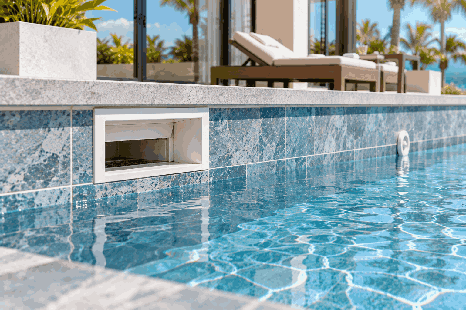 Bể villa có mực nước thấp hơn vị trí vận hành thông thường của skimmer